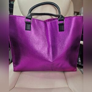 Vibrant Purple Tote with Black Handles